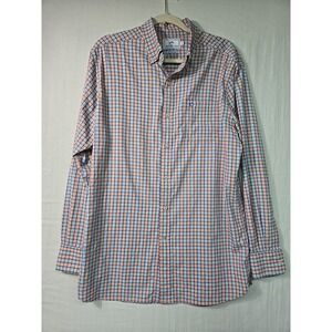 Southern Tide Men's M Performance Button Down Orange Check Long Sleeve Shirt